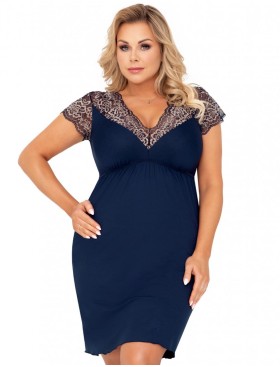 Темно-синяя сорочка из вискозы Donna GRETA PLUS, Цвет: темно-синий, Размеры: 5XL