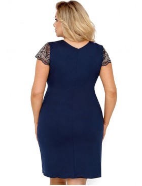 Темно-синяя сорочка из вискозы Donna GRETA PLUS, Цвет: темно-синий, Размеры: 5XL, изображение 2