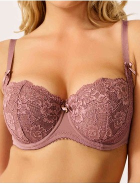 Бюстгальтер балконет Elli 7055 кофейно-розовый, Цвет: кофейно-розовый, Размеры: 75D