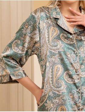 Шелковая рубашка-халат Mia-Amore DONATELLA 3127 изумрудный, Цвет: изумрудный, Размеры: S, изображение 4