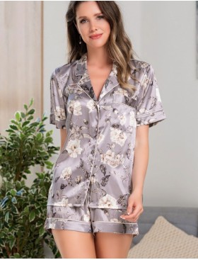 Шелковая пижама с шортами Mia-Amore GRACIA 3208, Цвет: серый, Размеры: XL, изображение 3