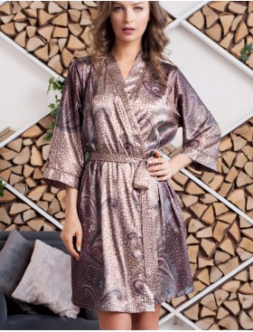 Короткий халат из натурального шелка Mia-Amore MOKKA 3323, Цвет: мокка, Размеры: S/M