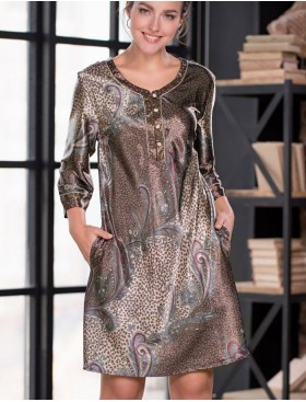 Шелковое платье с рисунком Mia-Amore MOKKA 3324, Цвет: мокка, Размеры: S/M
