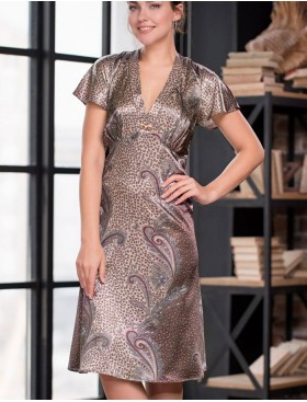 Шелковая сорочка с коротким рукавом Mia-Amore MOKKA 3328, Цвет: мокка, Размеры: 2XL