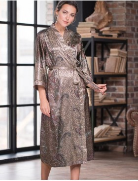Длинный халат из натурального шелка Mia-Amore MOKKA 3329, Цвет: мокка, Размеры: 2XL/3XL