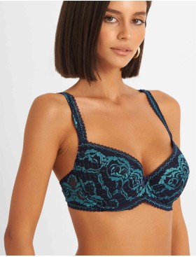 Бюстгальтер балконет пуш-ап биколор Simona M 870/98 кварц-лазурит, Цвет: кварц-лазурит, Размеры: 90D, изображение 5