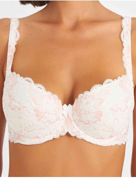 Бюстгальтер балконет пуш-ап биколор Simona M 870 молоко-роза, Цвет: молоко-роза, Размеры: 90D