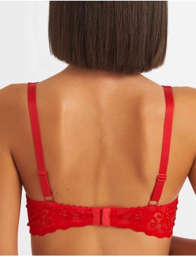 Бюстгальтер балконет пуш-ап флок Simona M 870 бархат красный, Цвет: бархат красный, Размеры: 70D, изображение 2