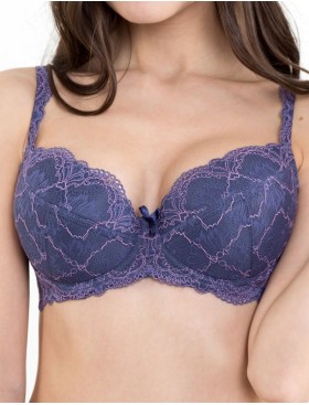 Бюстгальтер балконет пуш-ап биколор Simona M 870 батик-клетка, Цвет: батик-клетка, Размеры: 70D