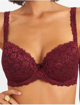 Бюстгальтер балконет пуш-ап Simona M 870 бордо, Цвет: бордо, Размеры: 90D