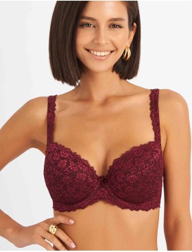 Бюстгальтер балконет пуш-ап Simona M 870 бордо, Цвет: бордо, Размеры: 90D, изображение 3
