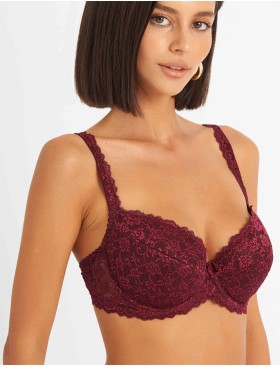Бюстгальтер балконет пуш-ап Simona M 870 бордо, Цвет: бордо, Размеры: 90D, изображение 5