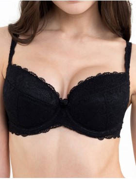 Бюстгальтер балконет пуш-ап классика Simona M 870 черный, Цвет: черный, Размеры: 90D