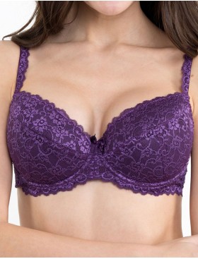 Бюстгальтер балконет пуш-ап Simona M 870 ежевика, Цвет: ежевика, Размеры: 75D