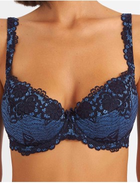 Бюстгальтер балконет пуш-ап биколор Simona M 870 ночь, Цвет: ночь, Размеры: 75D