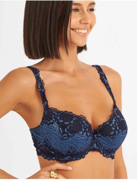 Бюстгальтер балконет пуш-ап биколор Simona M 870 ночь, Цвет: ночь, Размеры: 75D, изображение 5