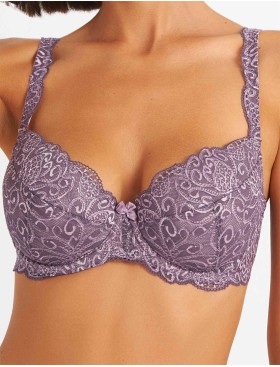 Бюстгальтер балконет пуш-ап биколор Simona M 870 серо-туман, Цвет: серо-туман, Размеры: 80C