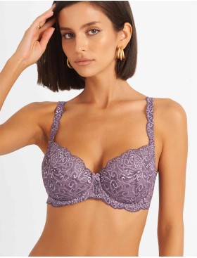 Бюстгальтер балконет пуш-ап биколор Simona M 870 серо-туман, Цвет: серо-туман, Размеры: 80C, изображение 3