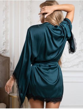 Зеленый халат с широкими рукавами 5senses 7114, Цвет: зеленый, Размеры: XS/S, изображение 2