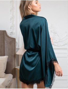 Зеленый халат с широкими рукавами 5senses 7114, Цвет: зеленый, Размеры: XS/S, изображение 3