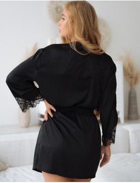 Черный шелковый халат 5senses 7247, Цвет: черный, Размеры: M, изображение 2