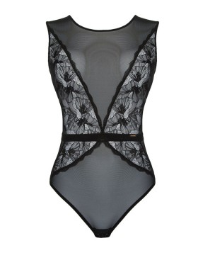 Черное боди-стринг из кружева и сетки Alles VOLARE BODY, Цвет: черный, Размеры: L, изображение 4