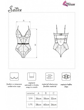 Черное боди MARC MASSIMO LC 90553 SATIEN BODY, Цвет: черный, Размеры: S/M, изображение 7