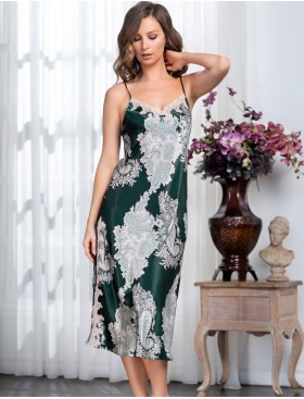 Длинная сорочка шёлк Mia-Amore AGATA 3708, Цвет: зеленый, Размеры: XL, изображение 3