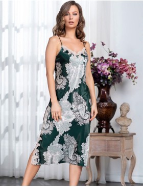 Длинная сорочка шёлк Mia-Amore AGATA 3708, Цвет: зеленый, Размеры: XL