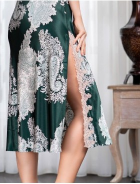 Длинная сорочка шёлк Mia-Amore AGATA 3708, Цвет: зеленый, Размеры: XL, изображение 5