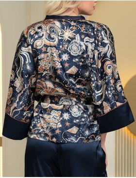 Атласный комплект тройка Mia-Amore ZODIAC 7286, Цвет: темно-синий, Размеры: S, изображение 6