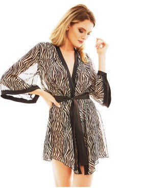 Полупрозрачный пеньюар Anais BRIDGET ROBE, Цвет: черно-белый, Размеры: 2XL/3XL