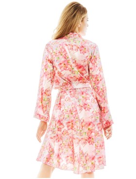 Атласный халат с цветочным узором Anais MIYU ROBE ONE, Цвет: розовый, Размеры: S/M, изображение 2