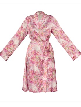 Атласный халат с цветочным узором Anais MIYU ROBE ONE, Цвет: розовый, Размеры: S/M, изображение 3