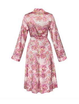 Атласный халат с цветочным узором Anais MIYU ROBE ONE, Цвет: розовый, Размеры: S/M, изображение 4