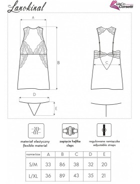 Черная атласная сорочка LIVIA CORSETTI LC 90595 LANOKINAL KOSZULA, Цвет: черный, Размеры: L/XL, изображение 4