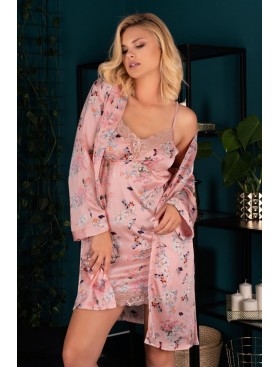 Атласная сорочка с кружевом LIVIA CORSETTI LC 90597 KATISSA KOSZULA, Цвет: пудровый, Размеры: S/M, изображение 5