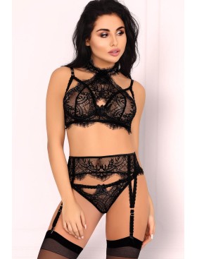 Кружевной комплект с поясом для чулок LIVIA CORSETTI LC 90526 MAJALESA KOMPLET, Цвет: черный, Размеры: L/XL