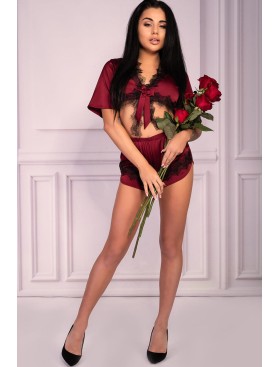 Домашний комплект с шортами LIVIA CORSETTI LC 90562 MAUREA KOMPLET, Цвет: бордовый, Размеры: L/XL, изображение 4