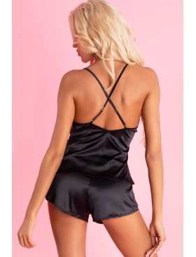 Атласная пижама с шортами LIVIA CORSETTI LC 90567 MIRAAZE KOMPLET BLACK, Цвет: черный, Размеры: L/XL, изображение 2