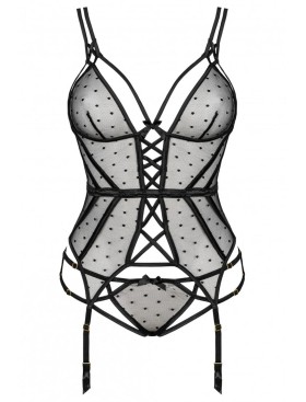 Полупрозрачный корсет + трусики LIVIA CORSETTI CF 90691 FORDEX GORSET, Цвет: черный, Размеры: S/M, изображение 6