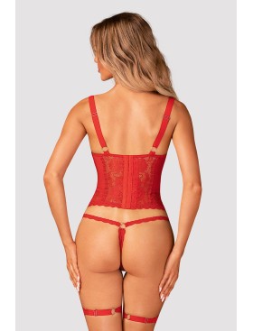 Кружевной корсет с подвязками Obsessive BELOVYA CORSET, Цвет: красный, Размеры: XL/2XL, изображение 2