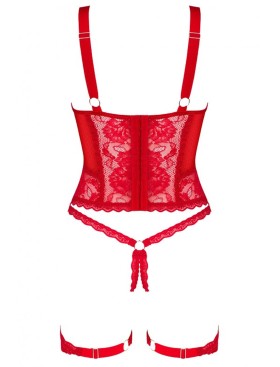 Кружевной корсет с подвязками Obsessive BELOVYA CORSET, Цвет: красный, Размеры: XL/2XL, изображение 6
