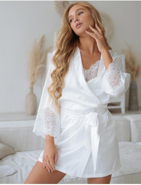 Белый шелковый халат 5senses 7110, Цвет: белый, Размеры: L, изображение 4