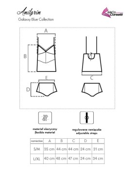 Атласная пижама с кружевом LIVIA CORSETTI LC 90623 AMILGRIM KOMPLET, Цвет: темно-синий, Размеры: L/XL, изображение 5