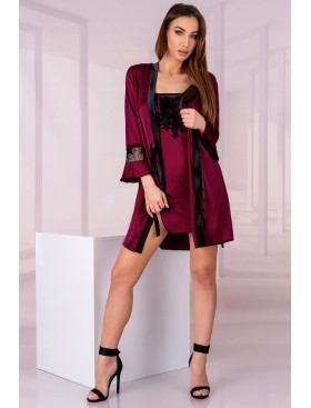 Короткая сорочка с кружевом LIVIA CORSETTI LC 90651 JUSONA KOSZULA, Цвет: бордовый, Размеры: S/M, изображение 4