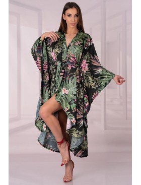 Халат с широкими рукавами LIVIA CORSETTI LC 90657 ATENNA SZLAFROK, Цвет: черный, Размеры: S/M/L