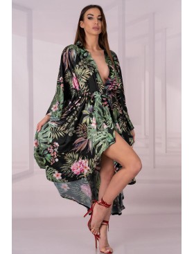 Халат с широкими рукавами LIVIA CORSETTI LC 90657 ATENNA SZLAFROK, Цвет: черный, Размеры: S/M/L, изображение 3