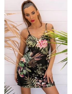 Сорочка с цветочным принтом LIVIA CORSETTI LC 90658 PAMENNA KOSZULA, Цвет: черный, Размеры: 2XL