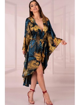 Халат с широкими рукавами LIVIA CORSETTI LC 90660 HANDIS SZLAFROK, Цвет: темно-синий, Размеры: S/M/L